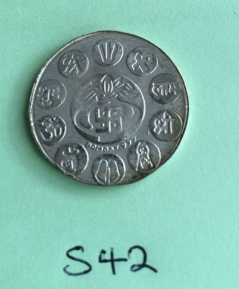 Silver Plated Lakshmi Ganesh Ji Hindu Good Luck Coin Token Evil Eye Protection S42