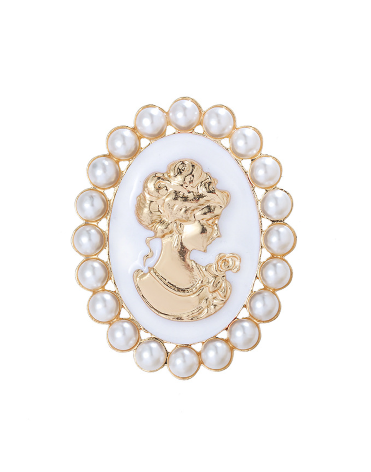 Jubilee Queen Brooch Vintage Look Cameo Lady Gold Plated Pin Beauty Broach K33