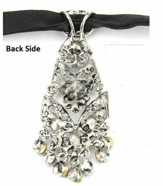 Silver Plated Rhinestone Neck Tie Brooch Cravat Statement Jewellery Stunning Unisex Celebrity Event Party wear