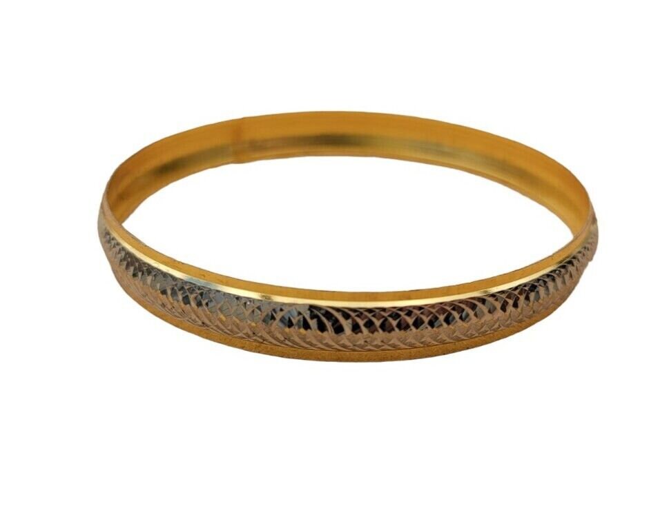 Sikh Kara Gold Silver Plated Two tone Singh Khalsa Kada Kaur Bangle kakar P10R