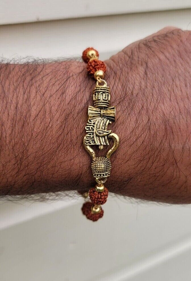Rudraksh mala natural beads evil eye protection lucky lord mahakal bracelet cc23