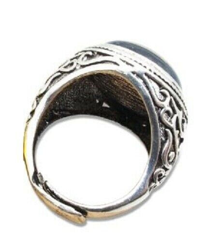 Silver Plated Prague Clock Ring Adjustable Vintage Evil Eye Protection B48 New