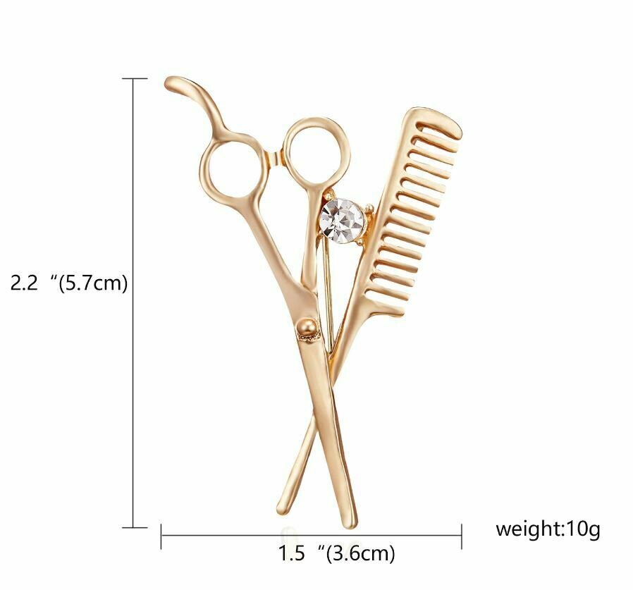 Stunning diamonte gold plated vintage look scissors christmas brooch pin b49z