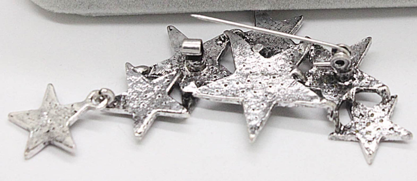 Seven stars brooch vintage look silver plated high end design broach pin a1 new