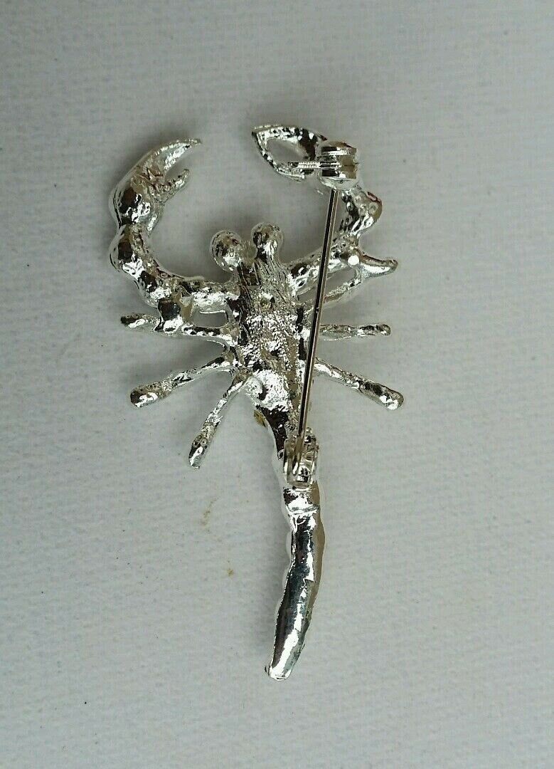 Scorpion Brooch Silver Plated Rhinestones Zodiac Star Sign Pin Gift Talisman New
