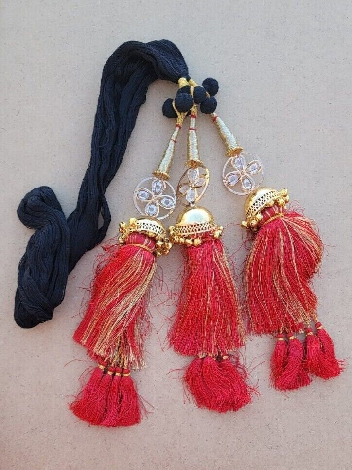 Parandi Punjabi Paranda mehndi jaago mirror Indian bridal Patiala hair braid ii1R Bollywood Handmade design dulhan Latkans