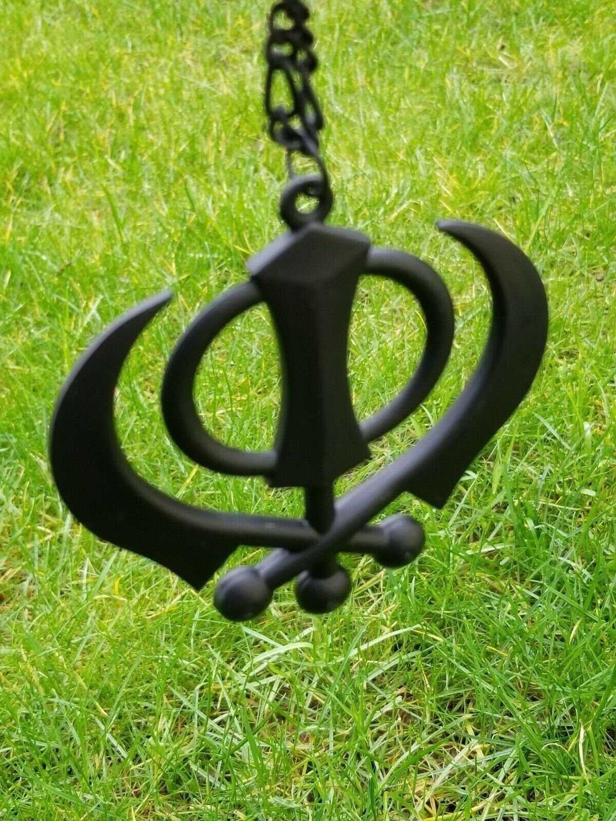 Punjabi Sikh Khanda Black Pendant Large Singh Kaur Car Rear View Mirror Hanger