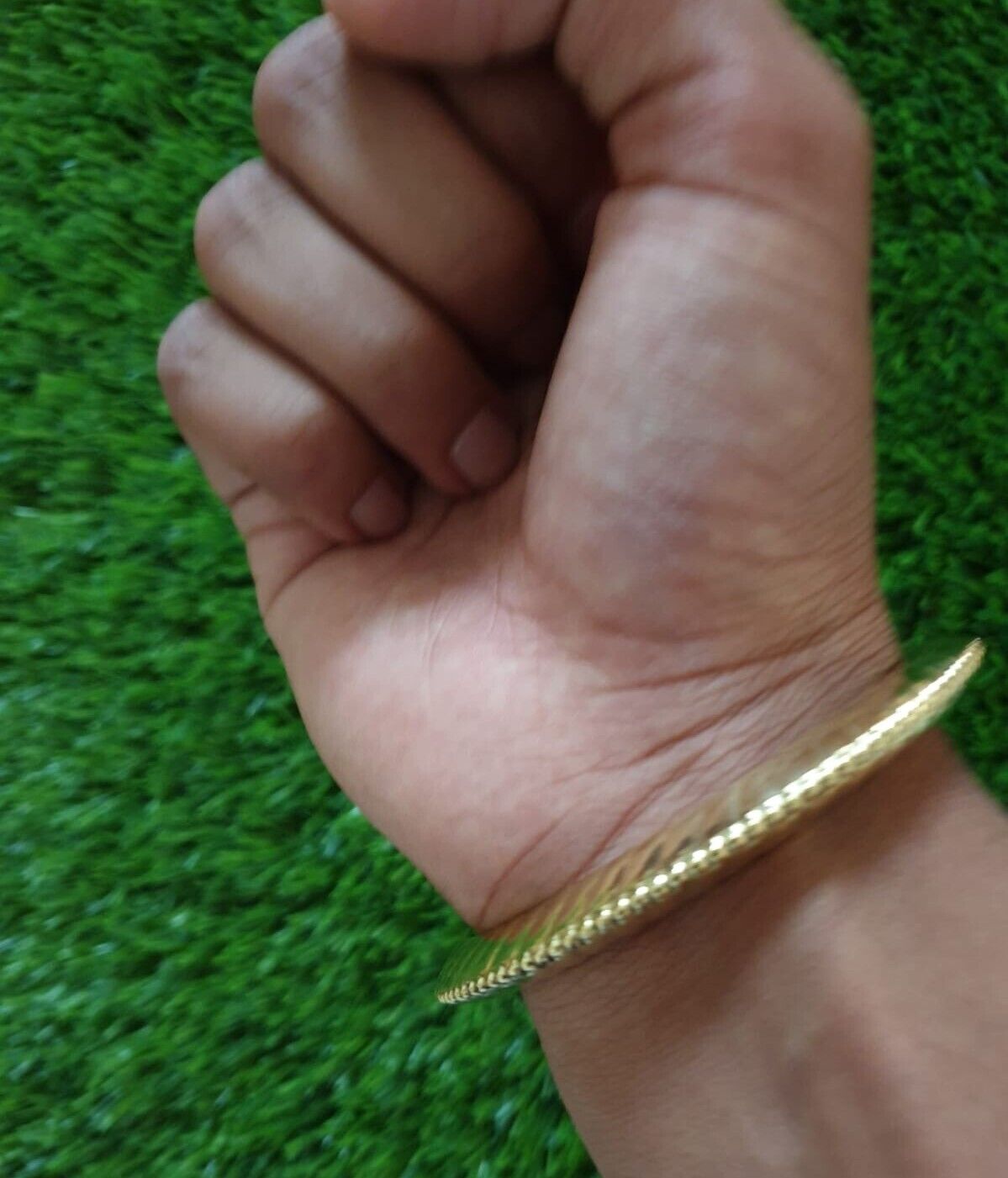 Brass Sun Kara Sikh Singh Kada Gold Look Khalsa Hindu Healing Chakri Bangle N8