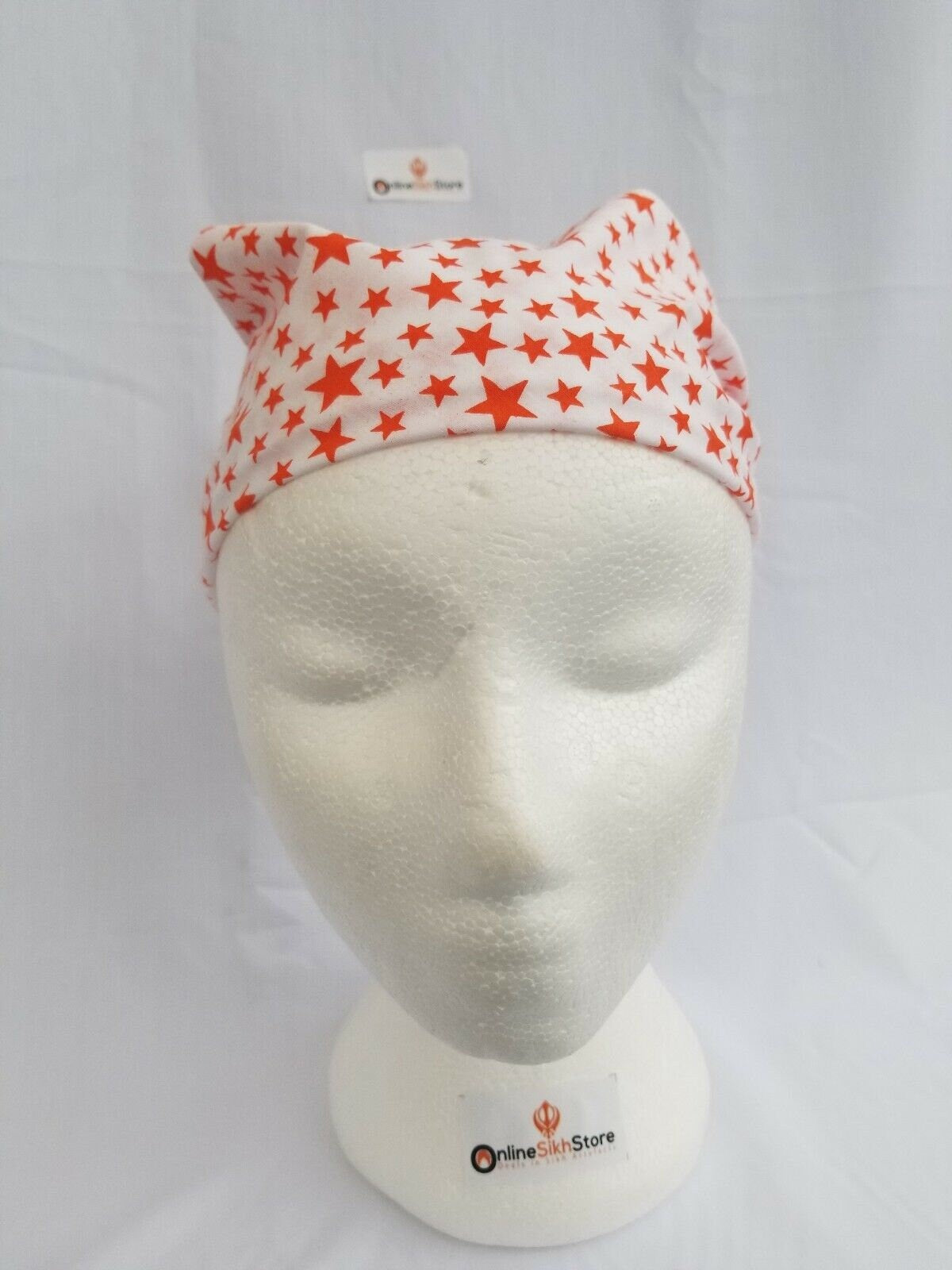 Orange Star Print Rumal Head Wrap Bandana Punjabi Cotton Cloth Handkerchief gift