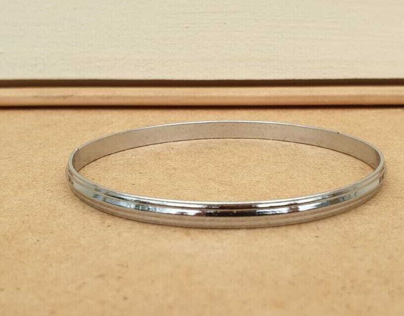 Chrome Plated Kara Lines Design Sikh Singh Kaur Khalsa Kada Bracelet Bangle B16