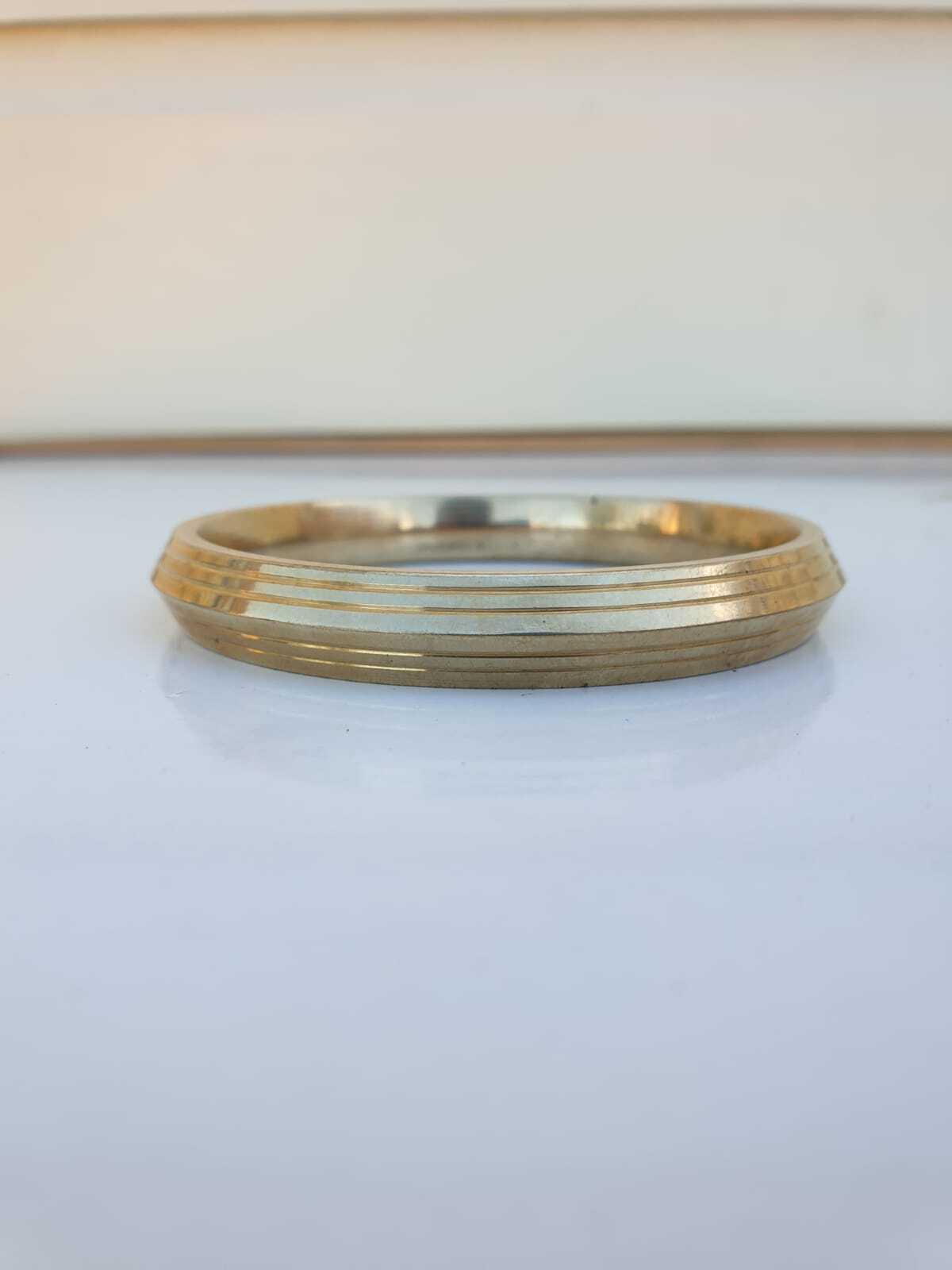 Sikh Brass Kara 22 Ct Gold Look Seven Lines Design Bangle Singh Khalsa Kada S20