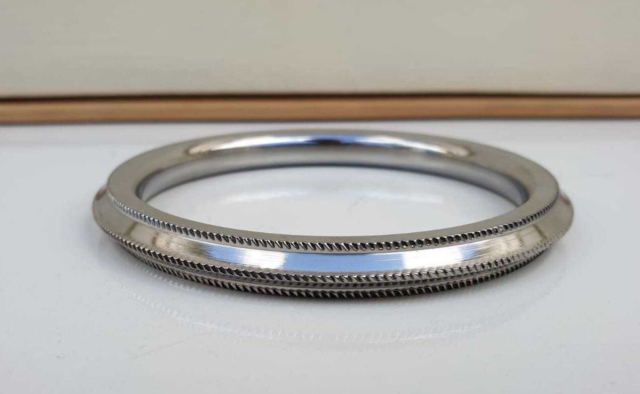 Stainless Steel Kara Sikh Bangle 3 Lines Ridged Edge Kada Singh Bracelet S26 NEW