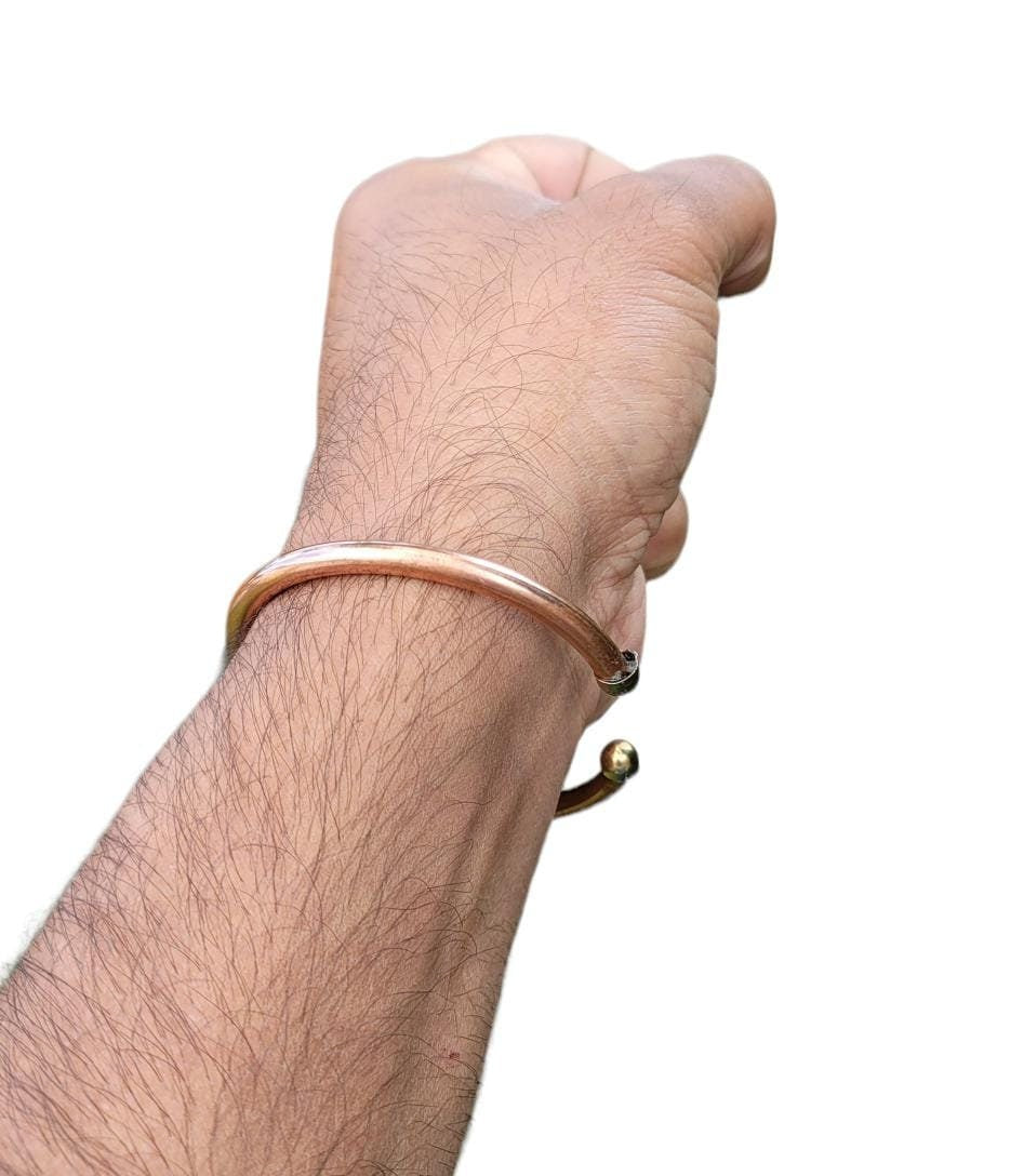 Copper Round Kara Kids Cuff Bracelet Adjustable Size Hindu Tamba Kids Kada Y7G