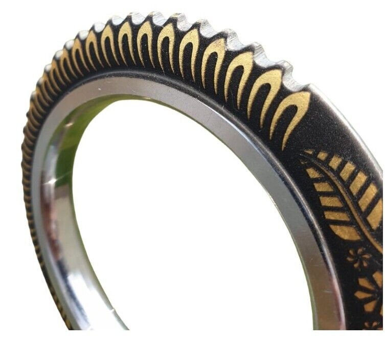 Sarbloh Tooth Kara Floral design Chakri Karha Punjabi Kada Sikh Singh Bangle N10R