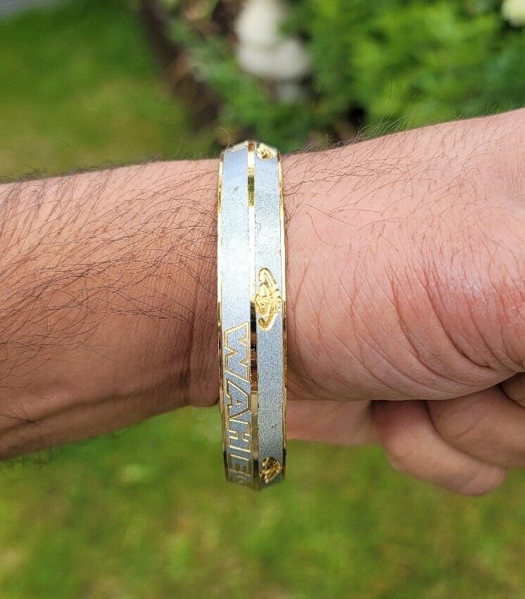 Khanda Waheguru Kara Gold Silver Plated Kada Sikh Singh Kaur Khalsa Bangle AA13