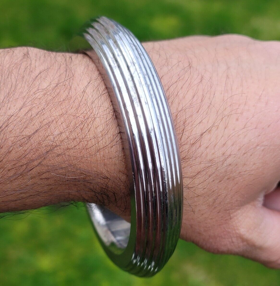 Sikh Kara Sarbloh Kada Pure Iron Heavy Lines Design Khalsa Warrior Bangle OG11