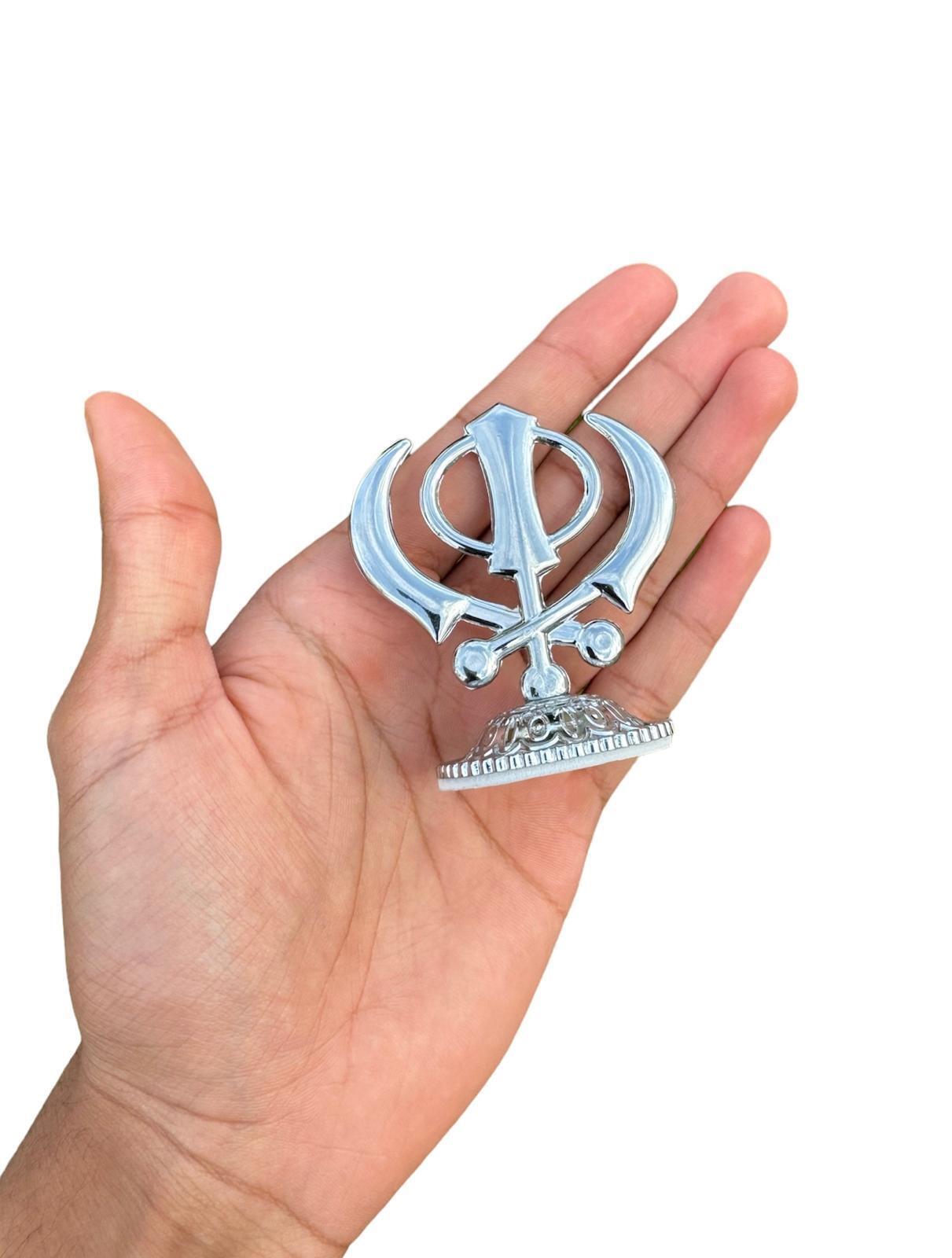 Sikh Khanda or Ek Onkar Car Dashboard Stand Silver Plated Singh Punjabi New PP31