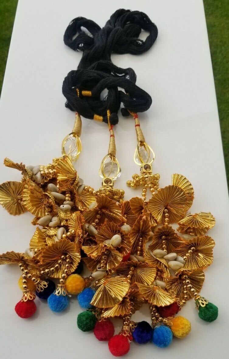 Punjabi Patiala Paranda Gold Bollywood Bridal Hair Tassel Indian parandi Bridal
