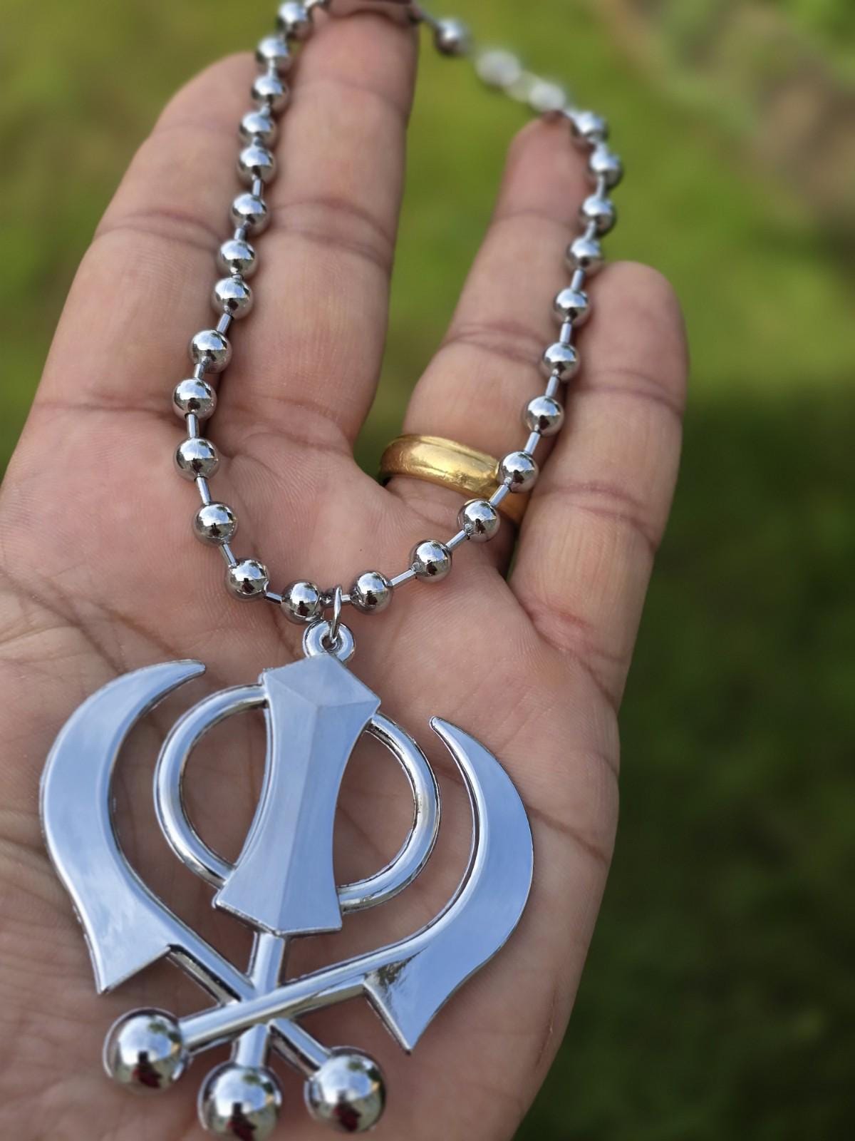 Sikh Gold or Silver plated KHANDA car hanger Khalsa Singh Kaur Punjabi SS51