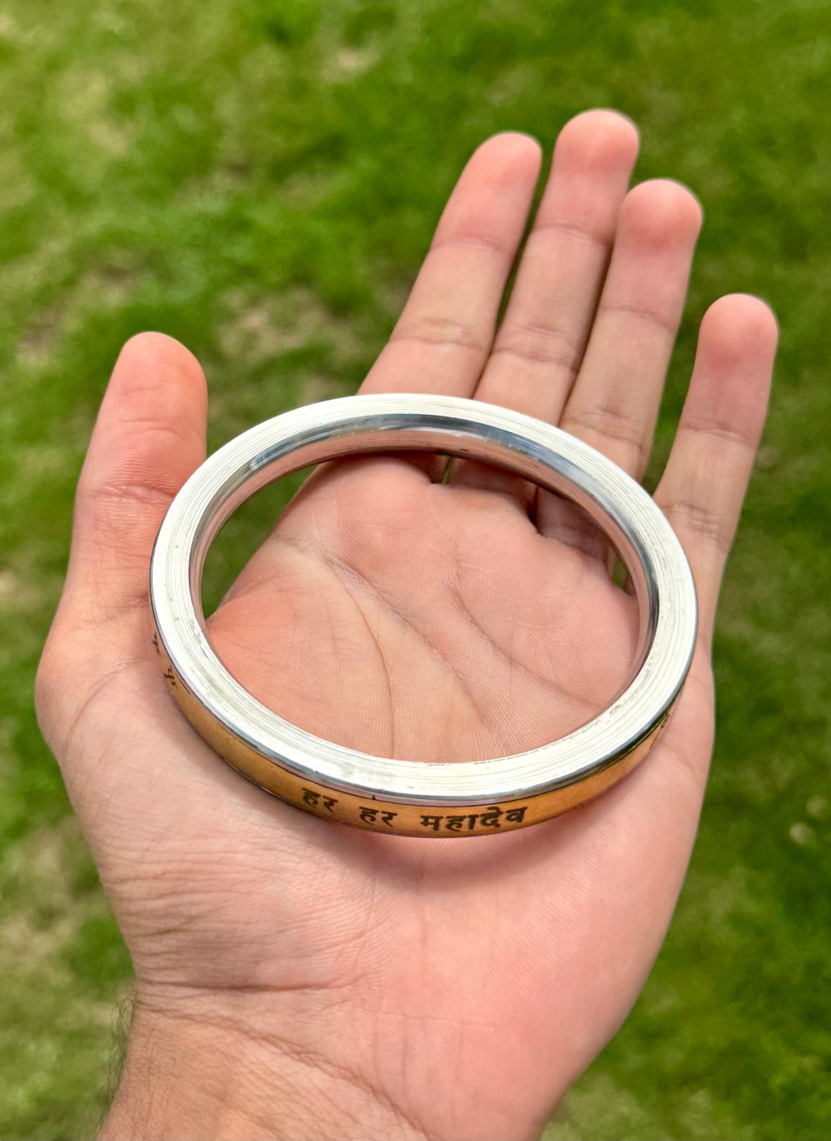 Hindu Steel Brass Kara Har Har Mahadev Mantra Engraved Religious Kada Bangle B35