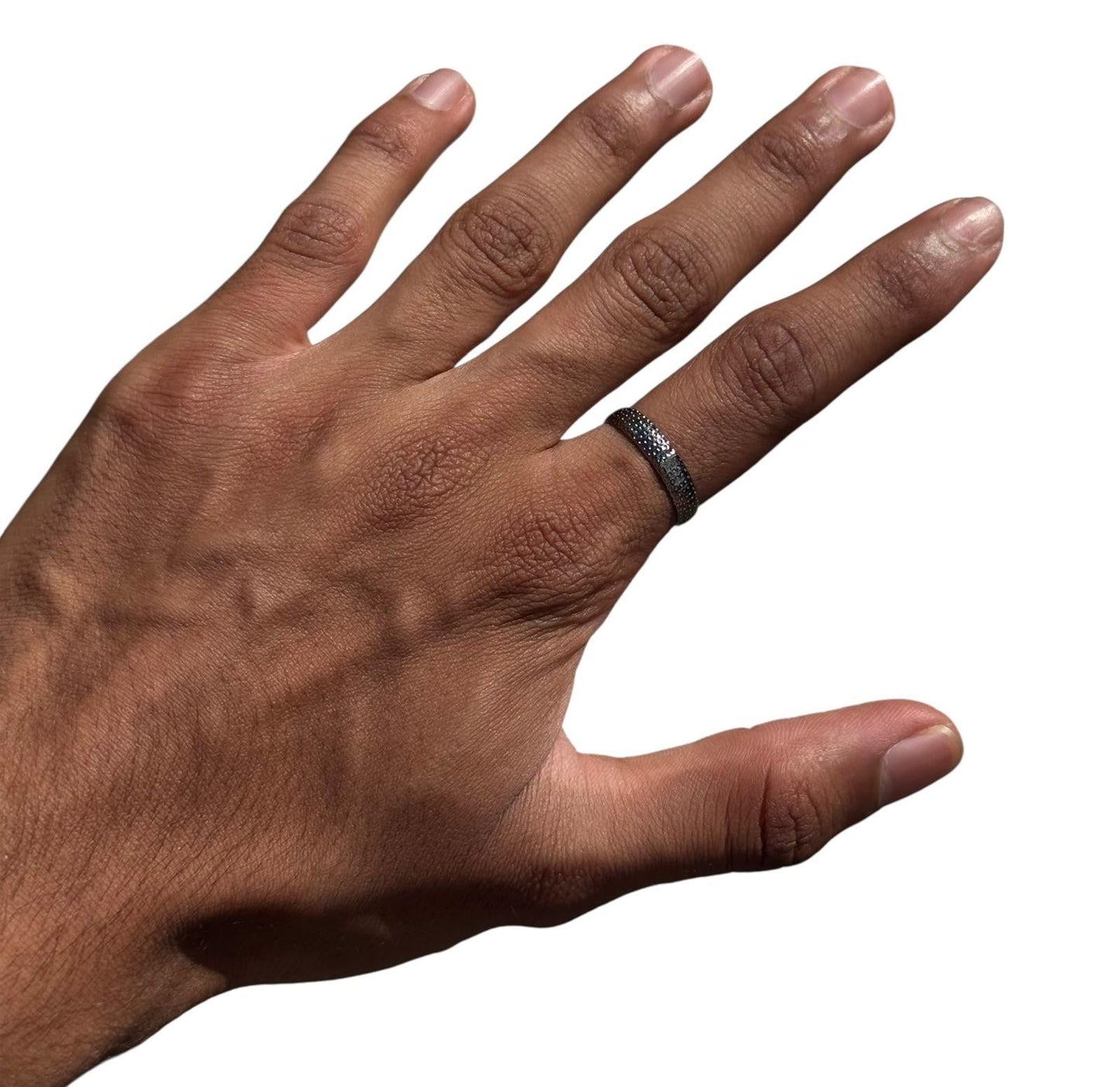 Simple Silver Thin Dimpled Textured, Hammered Band Pebbled Finish BRAND NEW B38