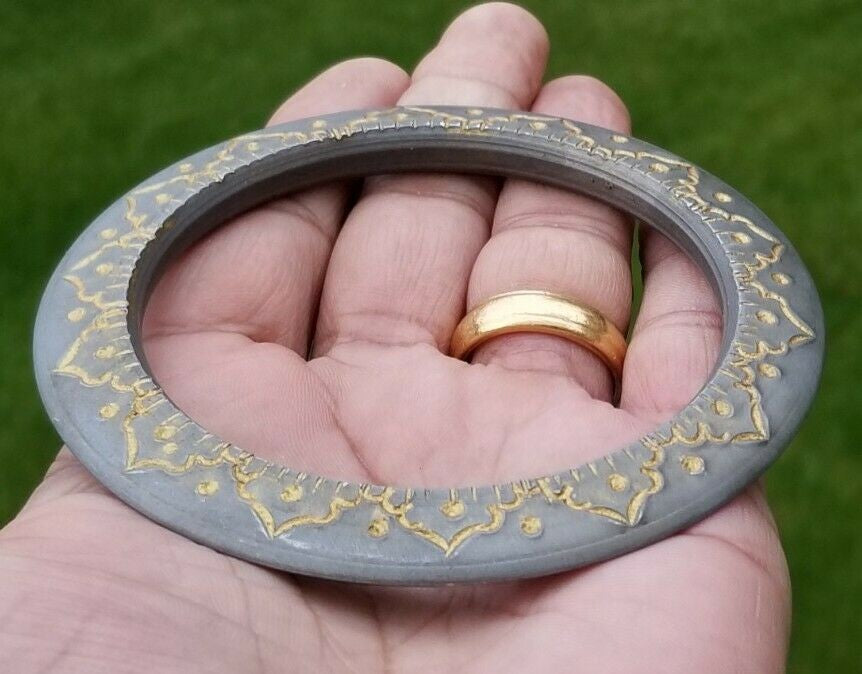 Sikh Kara Sarbloh Floral Engraved Bangle Singh Kaur Khalsa Pure Iron Kada V40