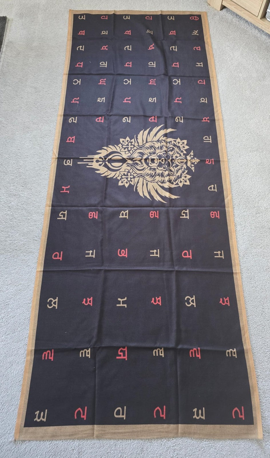 Punjabi Lion Khanda Lohi Shawl Gurmukhi Wool Stole Unisex Sikh Fair Mela Gift