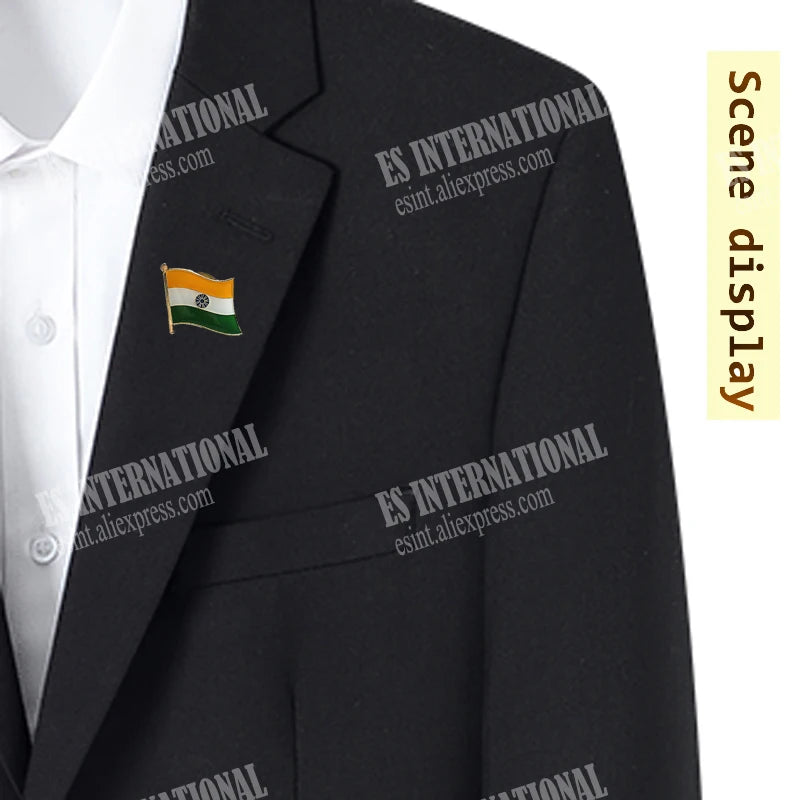 India National Flag Crystal Epoxy Metal Enamel Badge Brooch Collection Souvenir Gifts Lapel Pins Accessories Size1.6*1.9cm