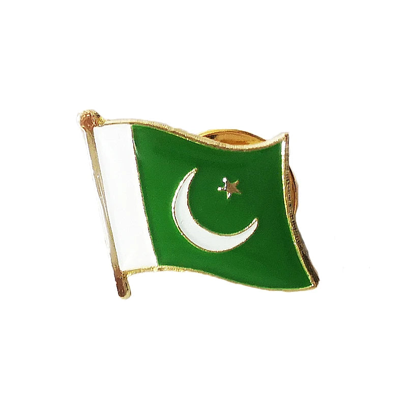 Pakistan National Flag Lapel Pins Crystal Epoxy Metal Enamel Badge Paint Brooch Souvenir Suit Personality Commemorative Gifts
