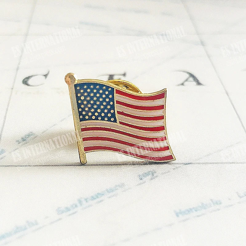 America USA National Flag Lapel Pins Crystal Epoxy Metal Enamel Badge Paint Brooch Souvenir Suit Personality Commemorative