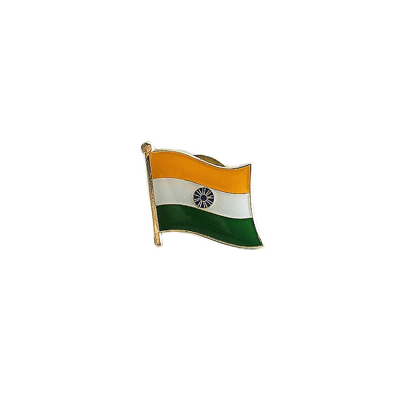India National Flag Crystal Epoxy Metal Enamel Badge Brooch Collection Souvenir Gifts Lapel Pins Accessories Size1.6*1.9cm