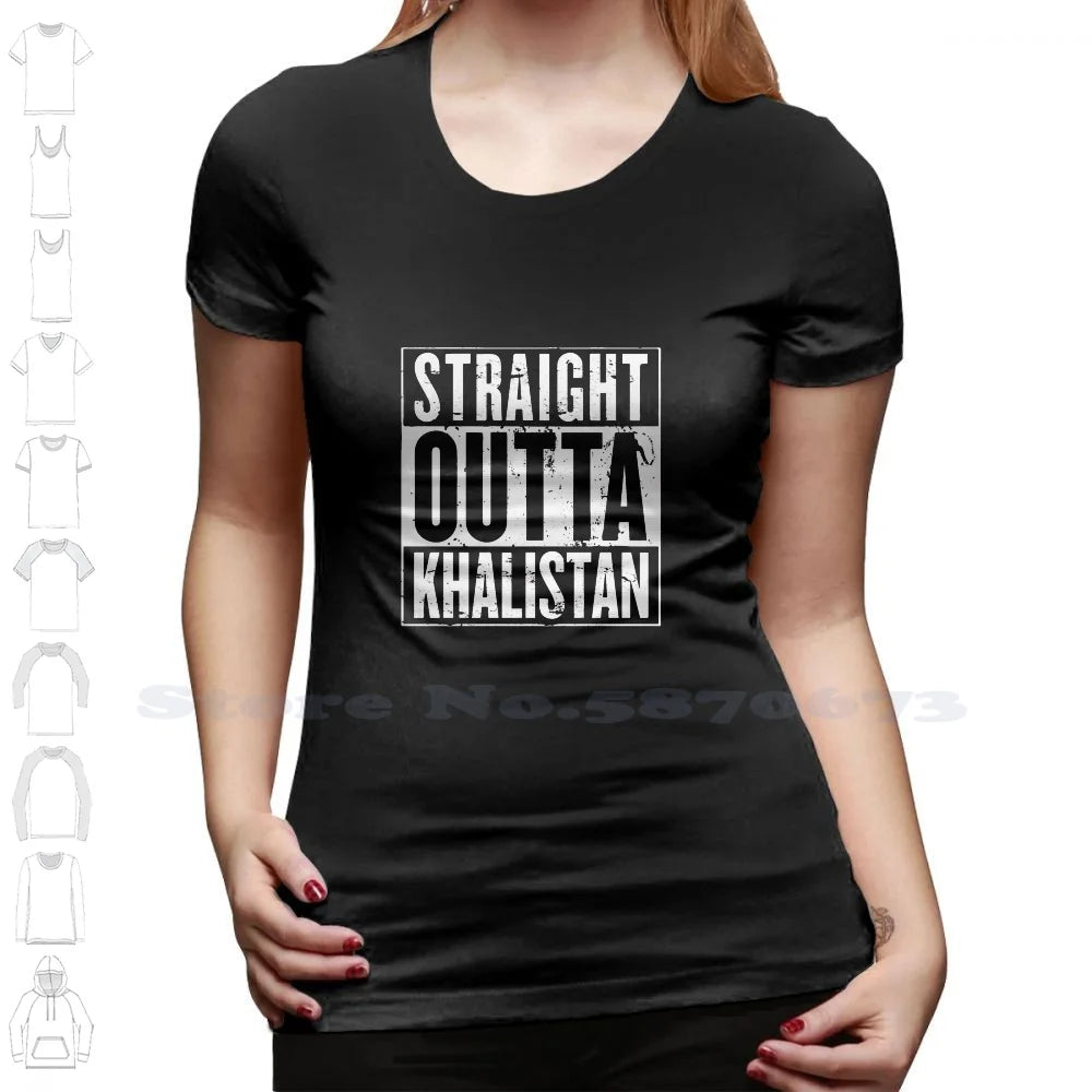 Straight Outta Khalistan Black White Tshirt For Men Women Straight Outta Khalistan Sikh Punjab Punjabi Sikhi India Khanda