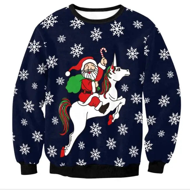 3D Christmas Deer Snowman Christmas gift Santa Claus Patterned Ugly Sweater Jerseys and Sweaters blouses For Men Women Pullover