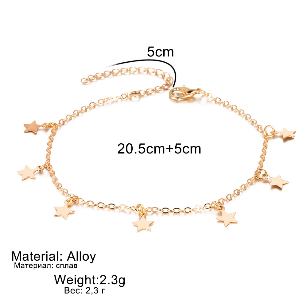 Vienkim Star Pendant Anklet Foot Chain Summer Yoga Beach Leg Bracelet Charm Anklets Jewelry Gift