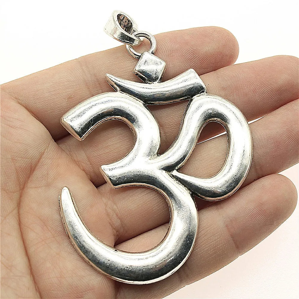 1pcs Big OM Pendant For Necklace Making Large Lotus Yoga Om Symbol Charms Pendant DIY Handmade Jewelry Making Accessories