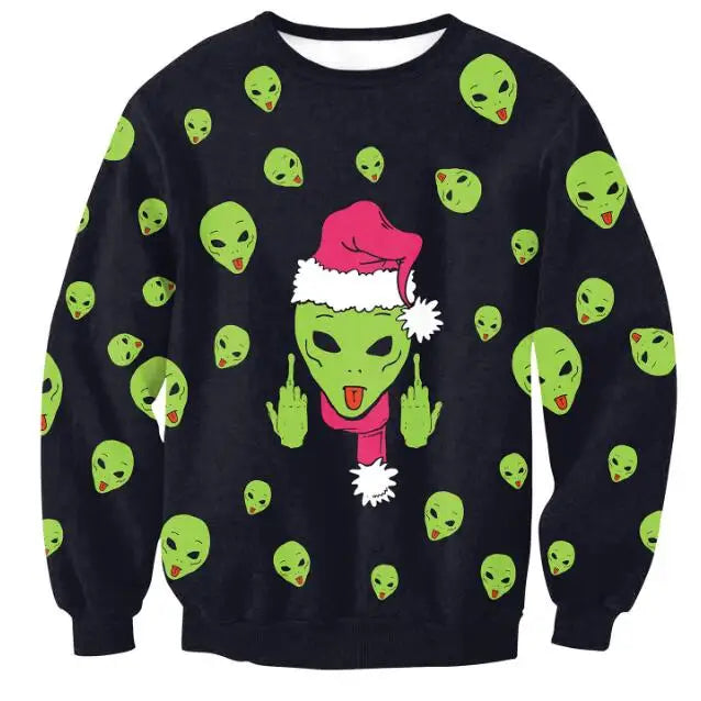3D Christmas Deer Snowman Christmas gift Santa Claus Patterned Ugly Sweater Jerseys and Sweaters blouses For Men Women Pullover