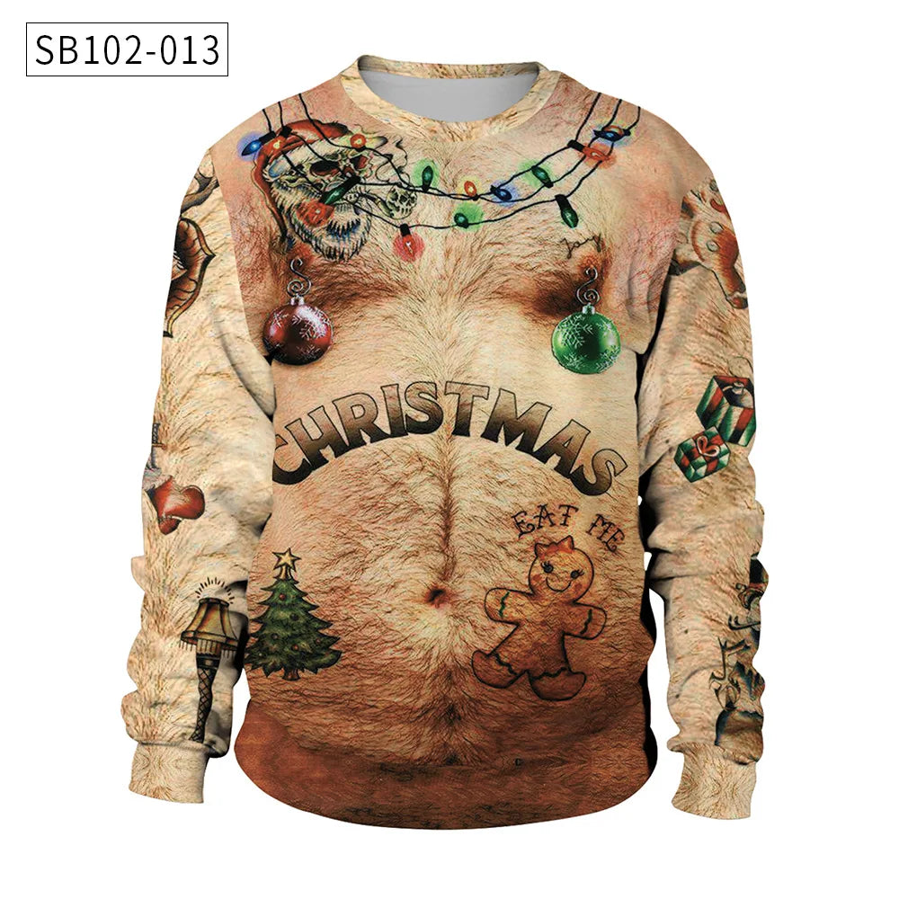 2025 Ugly Christmas Sweater For gift Santa Elf Funny Pullover Womens Mens Jerseys Party Birthday SnowmanXmas Sweatshirt