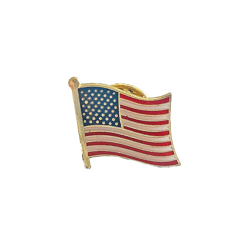 America USA National Flag Lapel Pins Crystal Epoxy Metal Enamel Badge Paint Brooch Souvenir Suit Personality Commemorative