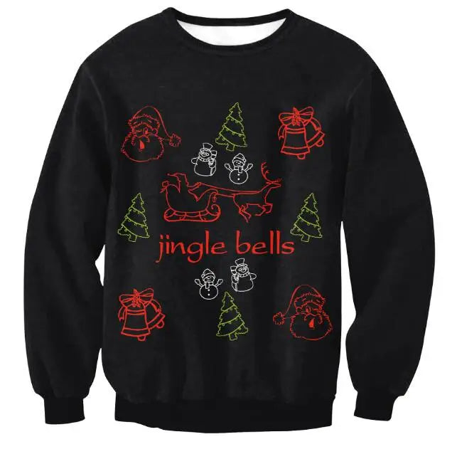 3D Christmas Deer Snowman Christmas gift Santa Claus Patterned Ugly Sweater Jerseys and Sweaters blouses For Men Women Pullover