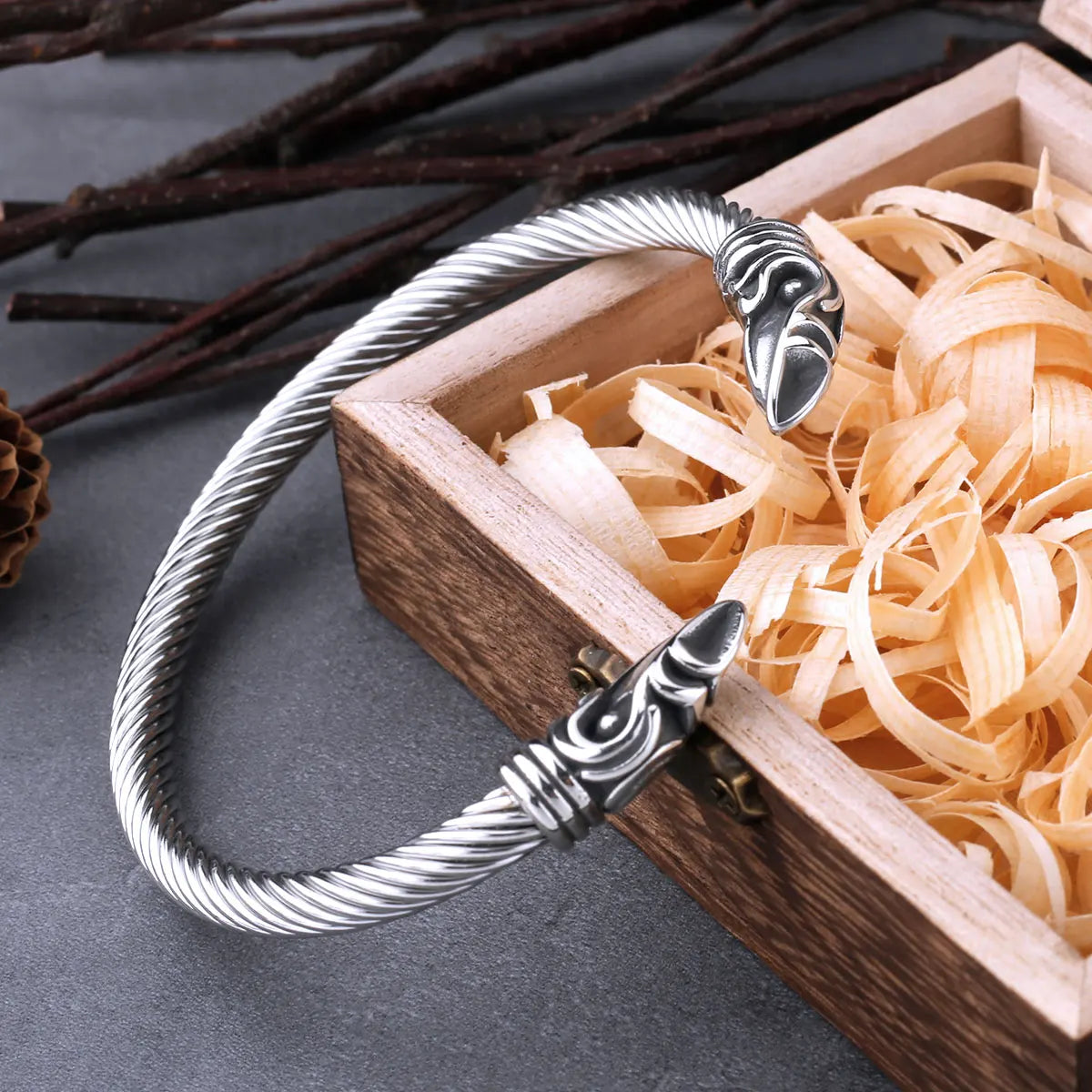 Viking Cable Chain Bracelet Nordic Stainless Steel Hip Hop Biker Wristband Cuff Arm Jewelry Gift Men Women Unisex Bangle