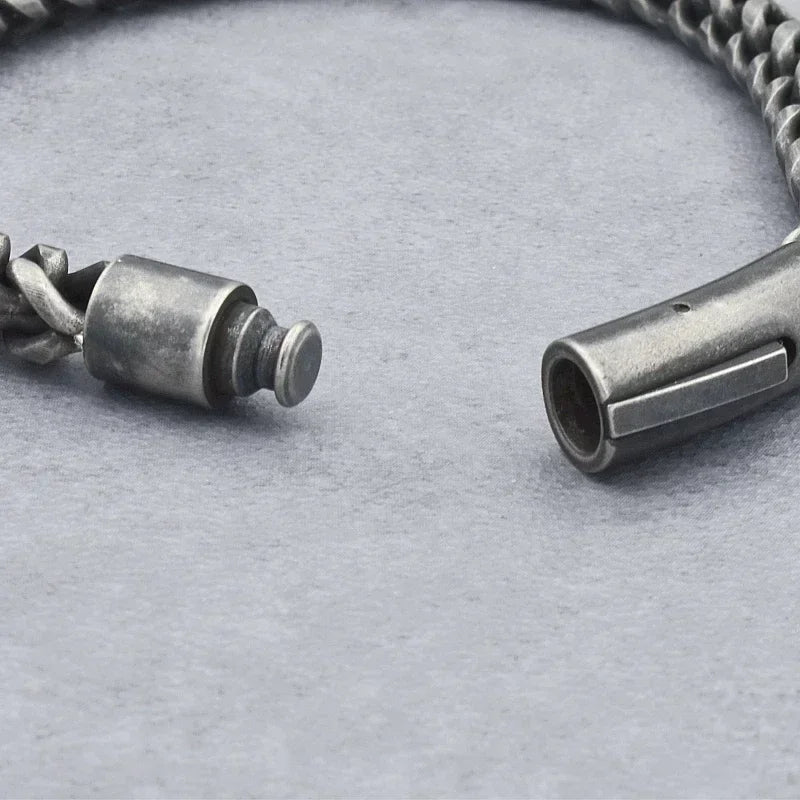 Vintage Chain Link Men Bracelet Handmade Punk Rock Stainless Steel Punk Bracelets Male Hand Jewelry Boyfriend Accessories
