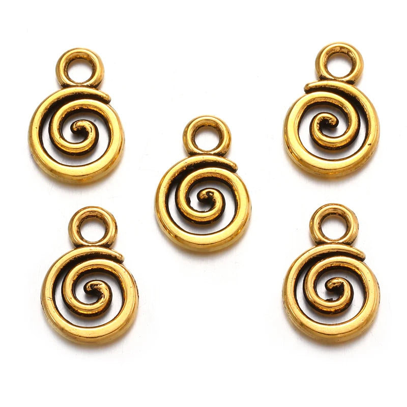 40pcs 6Color Swirl Charms Alloy Metal Pendants For DIY Handmade Jewelry Accessories Making 8*11mm B206