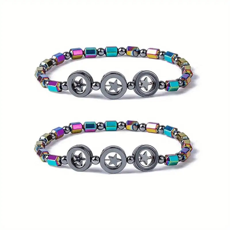 1/2/4/6Pcs Hematite Ankle Bracelet Colorful Elastic Anklet Bohemian Summer Beach Clothing Accessories Energy Hematite Jewelry