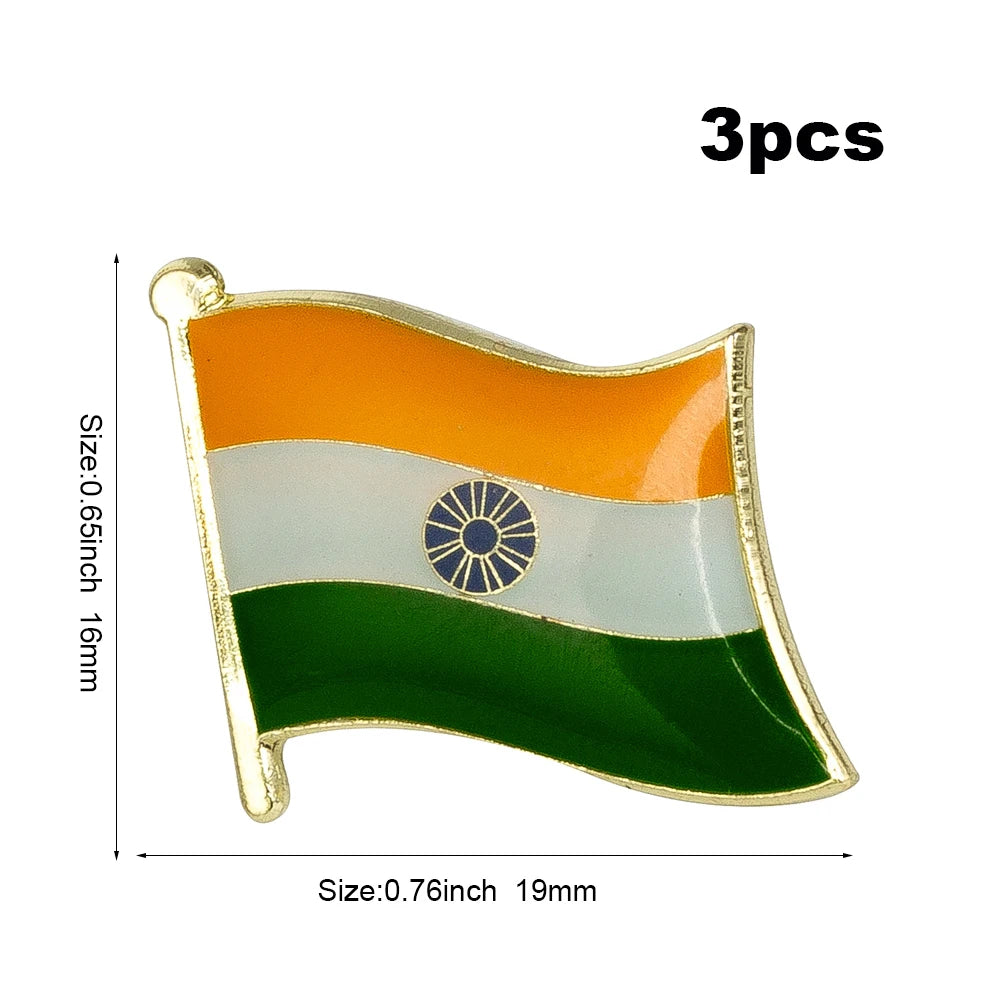 3pcs a lot India Flag Lapel Pins Badges Brooches