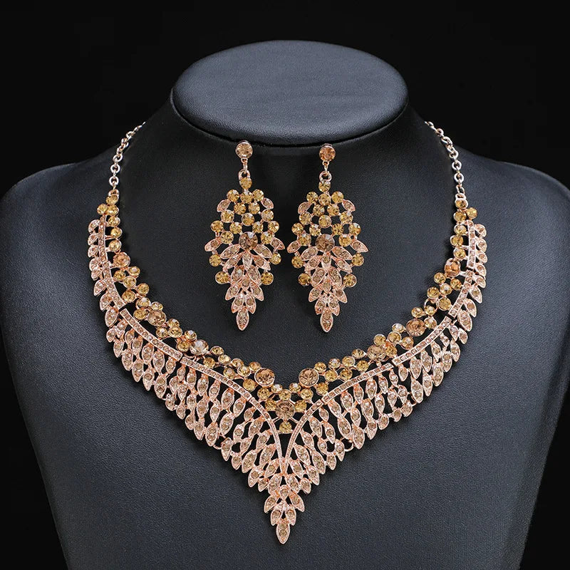 3PC Women's Fashion Star Leaf Dot Necklace Earrings Jewelry Set Wedding Banquet Party Holiday Gift 8884