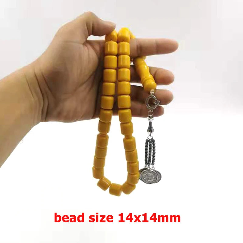 Tasbih Yellow Resin Muslim bracelet Eid Ramadan gift islamic Accessories Misbaha turkish fashion jewelry product rosary bead