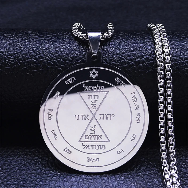 Talisman Of Protection Good Luck Wealth Seal Of Solomon Stainless Steel Necklaces Pendants Men Jewelry salomon hombre N4239