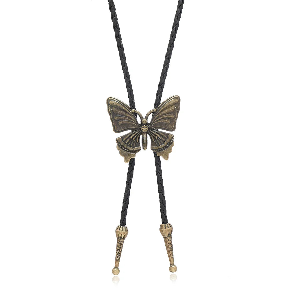 Vintage Cowboy Jazz Hat Alloy mens bolo tie Men Women Leather Rope Long Necklace Sweater Chain shirts Bolo Tie Men Accessories