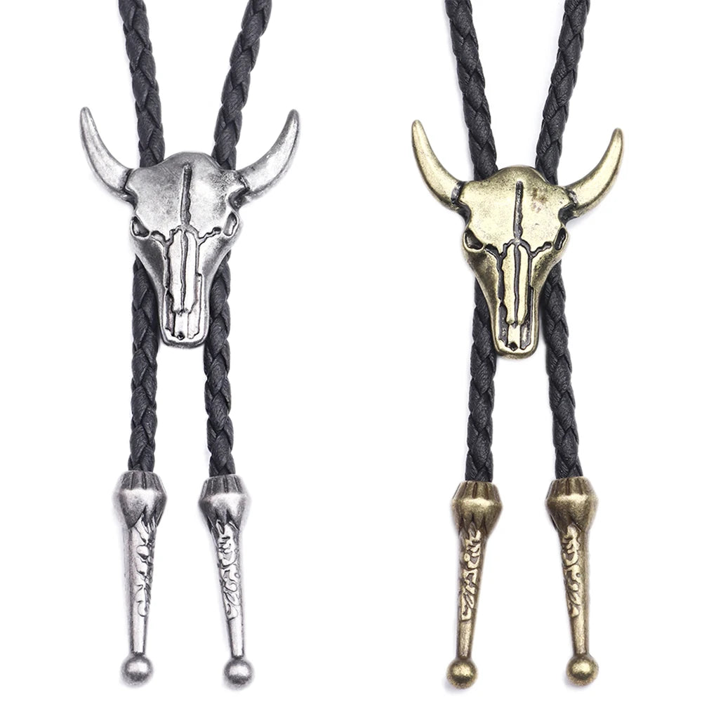 Vintage Cowboy Jazz Hat Alloy mens bolo tie Men Women Leather Rope Long Necklace Sweater Chain shirts Bolo Tie Men Accessories
