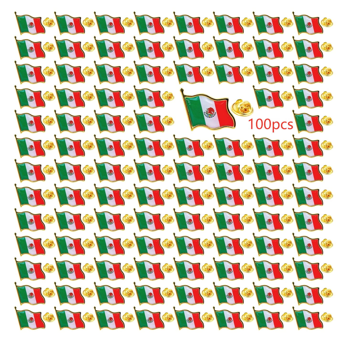 Mexico Flag Lapel Pins - Bulk Pack Mexican National Emblem Badges for Jackets Hats Backpacks And Clothes